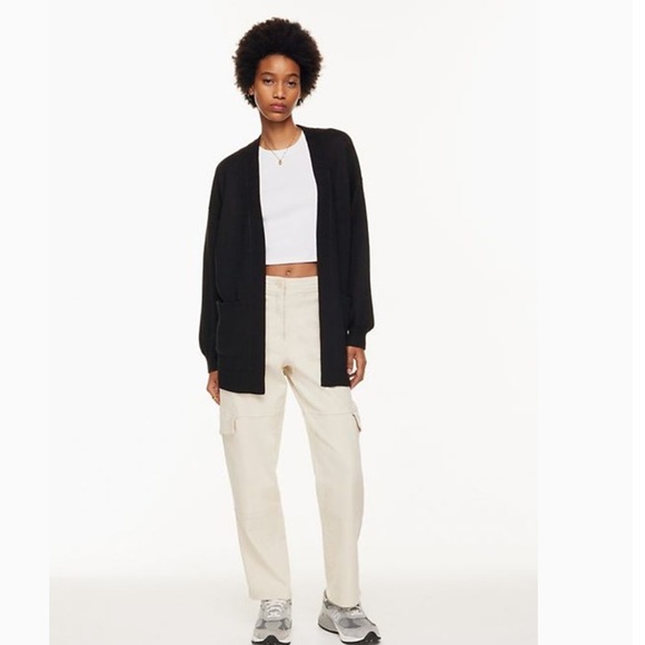 Aritzia Wilfred Black Knit Ribbed Unwind Cardigan Size S - Picture 2 of 11